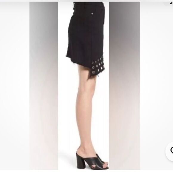 Misa Los Angeles The Super Star Asymmetrical Mini Grommet Jean Skirt NWT 26 - Picture 3 of 8